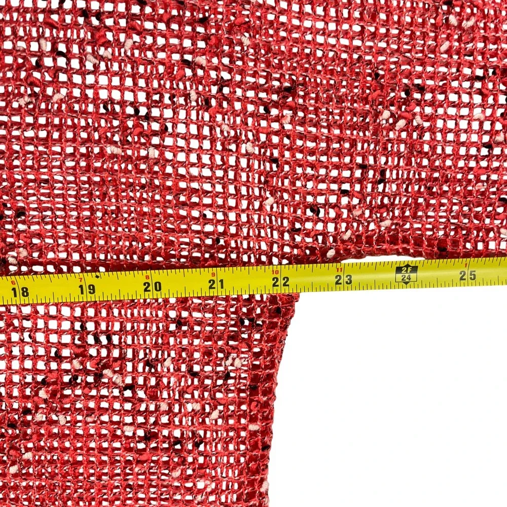 Kalu-B‎ Mesh Knit Cardigan Red Textured Cropped Boho Lightweight M